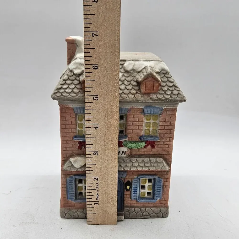 Vintage National Decorations Inn House Small Brown Ceramic Christmas Figurine